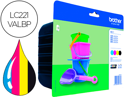 TINTEIRO BROTHER LC221VAL DCP-J562DW / MFC-J480DW / 680DW / 880DW MULTIPACK 4 CORES PRETO / AMARELO / CIAN / MAGENTA 260