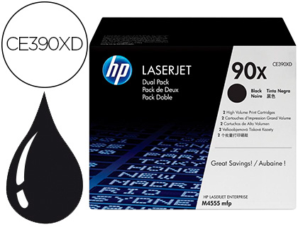 TONER HP LASERJET 90X ENTERPRISE M4555MFP PRETO PACK DE 2 UNIDADES 24000 PAGINAS