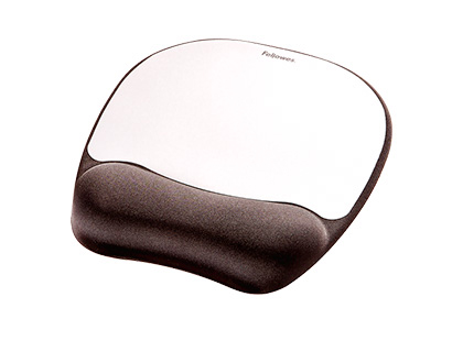 TAPETE PARA RATO FELLOWES COM APOIO DE MAO DE ESPUMA MEMORY FOAM PRATA 230X196X20 MM