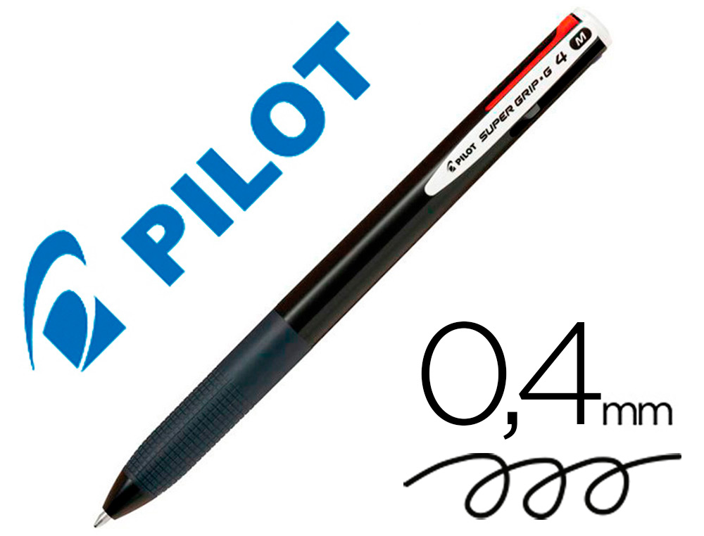 ESFEROGRAFICA PILOT SUPERGRIP G 4 CORES RETRATIL TINTA BASE DE OLEO CORPO COR PRETO