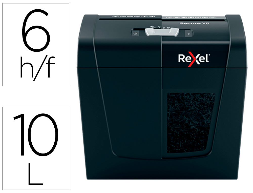 DESTRUIDORA DE DOCUMENTOS REXEL SECURE X6 EU CAPACIDADEE 6 FOLHAS AGRAFES CLIPS CART ES E CD