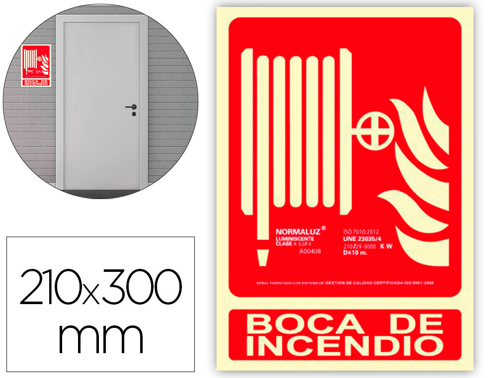 PICTOGRAMA ARCHIVO 2000 BOCA DE INCENDIO PVC VERMELHO LUMINISCENTE 210X300 MM