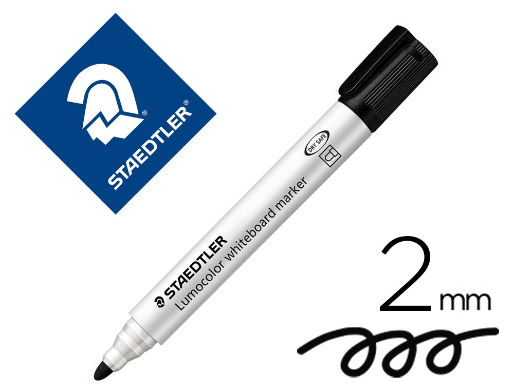 MARCADOR STAEDTLER LUMOCOLOR 351 PARA QUADRO BRANCO PONTA REDONDA 2 MM COR PRETO