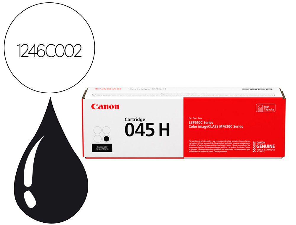 TONER CANON 045 H I-SENSYS LBP611 / LBP613 PRETO 2800 PAGINAS