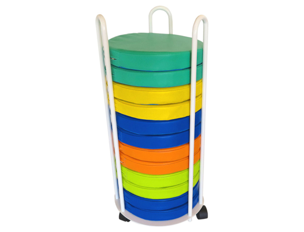 CARRO PORTA ALMOFADAS SUMO DIDACTIC + 12 PUFS CORES SORTIDAS 35/40 CM DIAMETRO X 82 CM