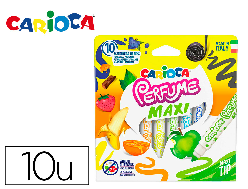 MARCADOR CARIOCA PERFUMADO PONTA MAXI LAVAVEL CAIXA DE 10 UNIDADES CORES SORTIDAS