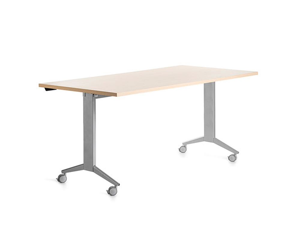 MESA DE ESCRITORIO ROCADA 160X80CM COM TABULEIRO REBATIVEL 90 ACABAMENTO FD01 ALUMINIO/FAIA