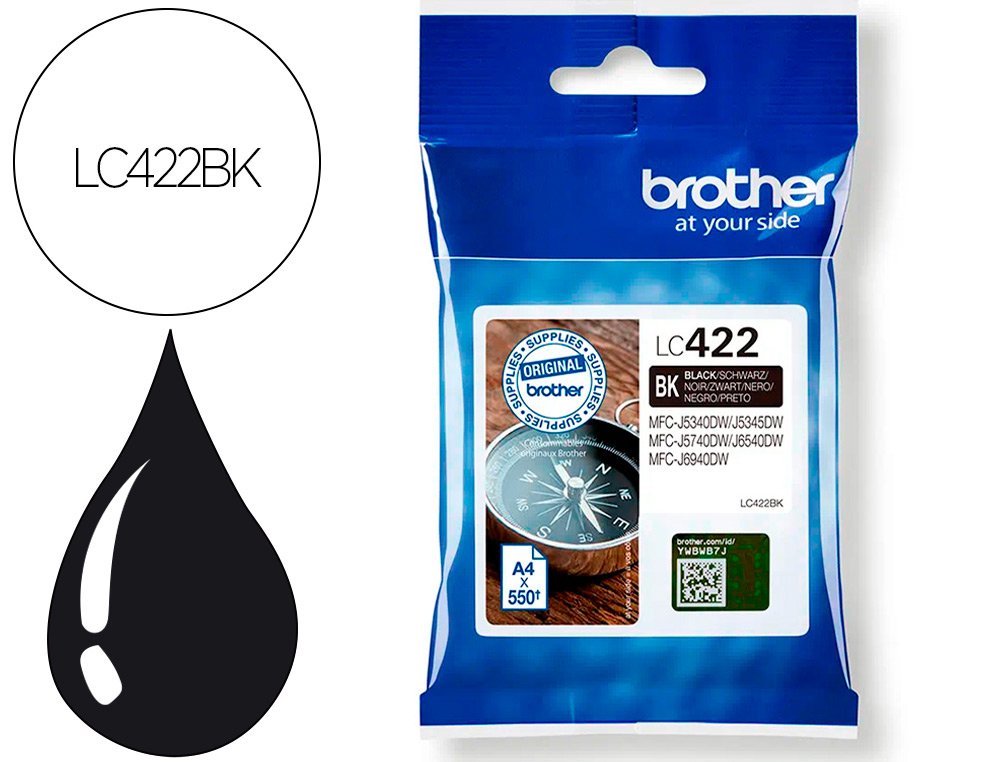 TINTEIRO BROTHER LC-422BK PRETO MFC-J5340DW / MFC-J5740DW / MFC-J6540DW / MFC-J6940DW 550 PAGINAS