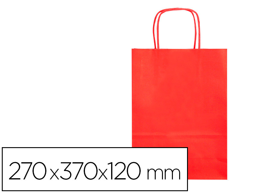 SACO DE PAPEL Q-CONNECT CELULOSE VERMELHO M COM ASA TORCIDA 270X370X120 MM