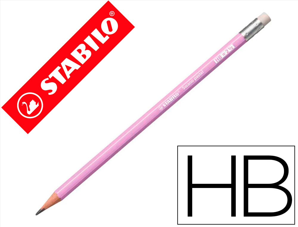 LAPIS DE GRAFITE STABILO SWANO COM BORRACHA MINA 2,2 MM DUREZA HB LILAS PASTEL