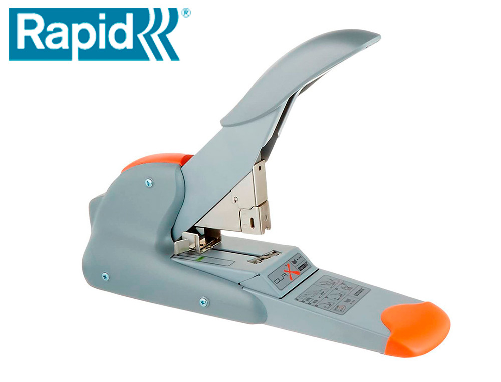 AGRAFADOR RAPID DUAX CAPACIDADE 170 FOLHAS USA AGRAFES DUAX COR PRATA/LARANJA