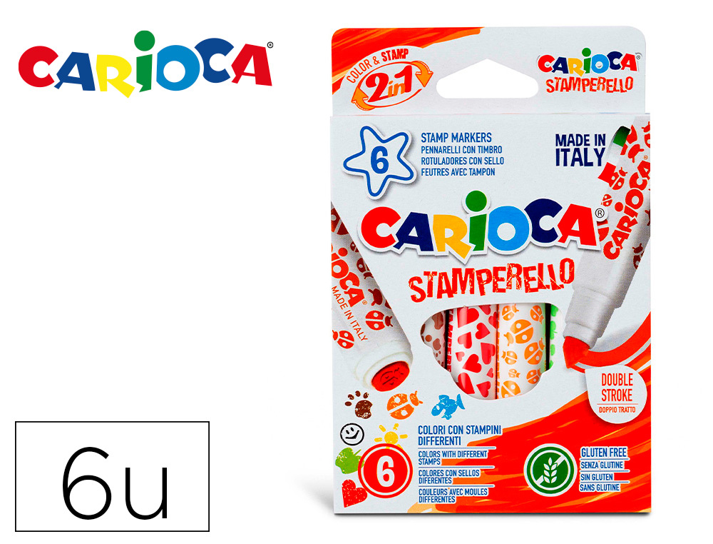 MARCADOR CARIOCA STAMPERELLO CAIXA 6 UNIDADES CORES SORTIDAS