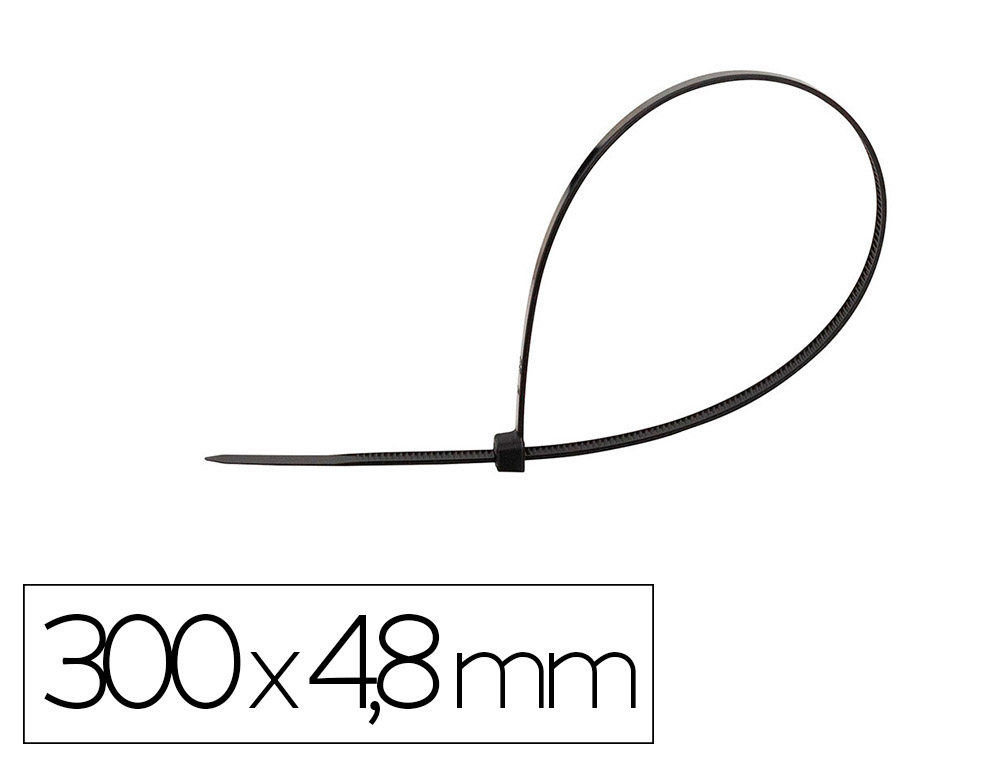 ABRACADEIRA Q-CONNECT COR PRETO 300X4,8 MM BOLSA DE 100 UNIDADES