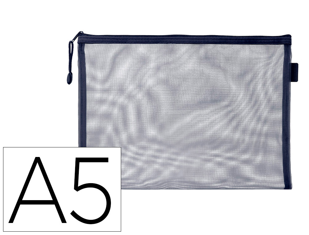 BOLSA COM FECHO DE CORRER LIDERPAPEL POLIESTER TRANSPIRAVEL MULTIUSOS DIN A5 AZUL MARINHO