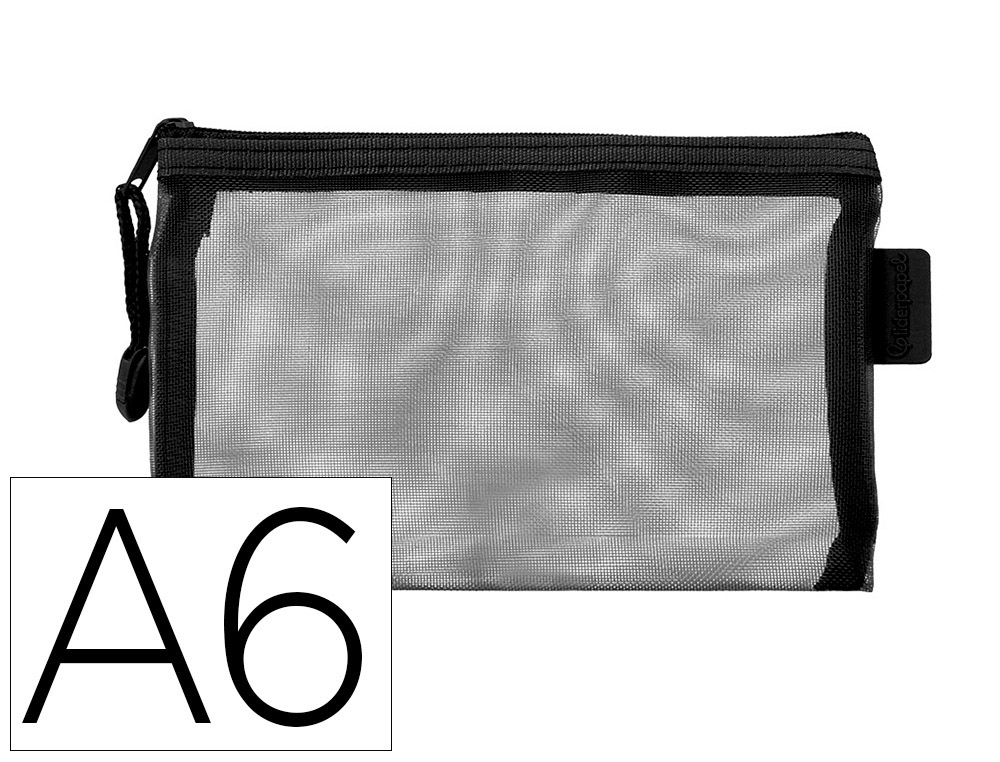 BOLSA COM FECHO DE CORRER LIDERPAPEL POLIESTER TRANSPIRAVEL MULTIUSOS DIN A6 PRETO