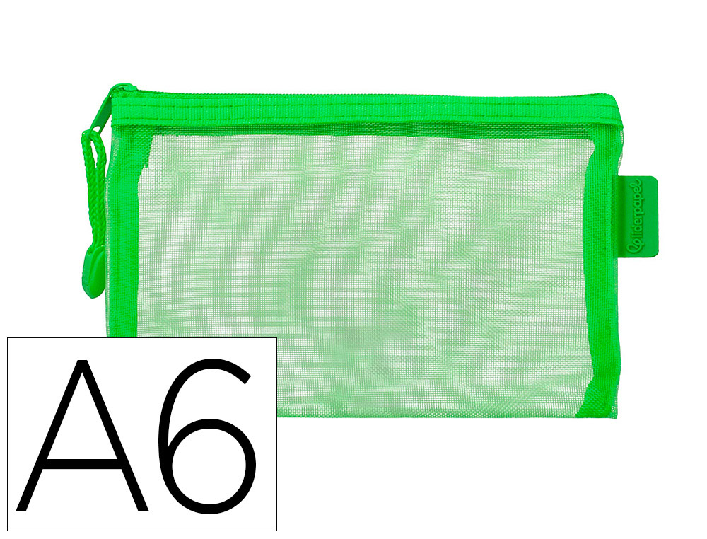BOLSA COM FECHO DE CORRER LIDERPAPEL POLIESTER TRANSPIRAVEL MULTIUSOS DIN A6 VERDE PASTEL