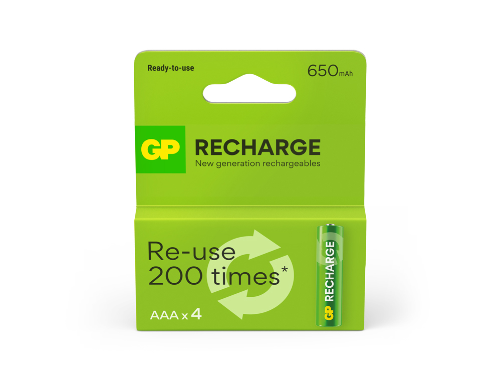 PILA GP RECARGABLE AAA 650 MAH BLISTER DE 4 UNIDADES