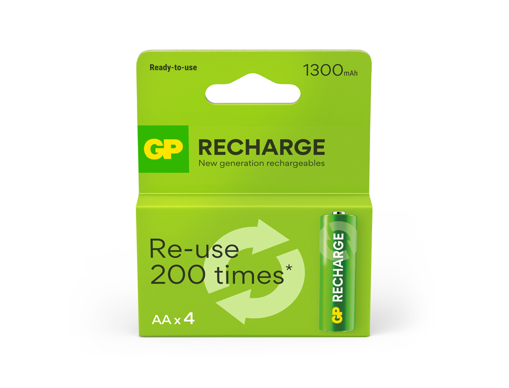 PILA GP RECARGABLE AA 1300 MAH BLISTER DE 4 UNIDADES