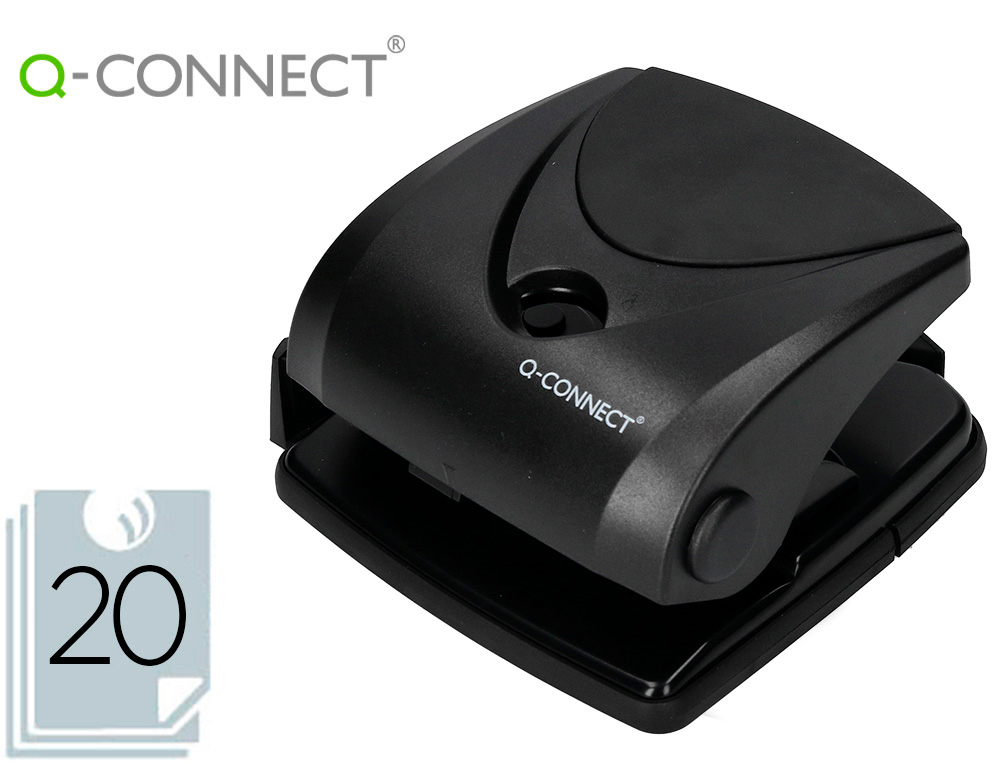 FURADOR Q-CONNECT CAPACIDADE 20 FOLHAS PRETO