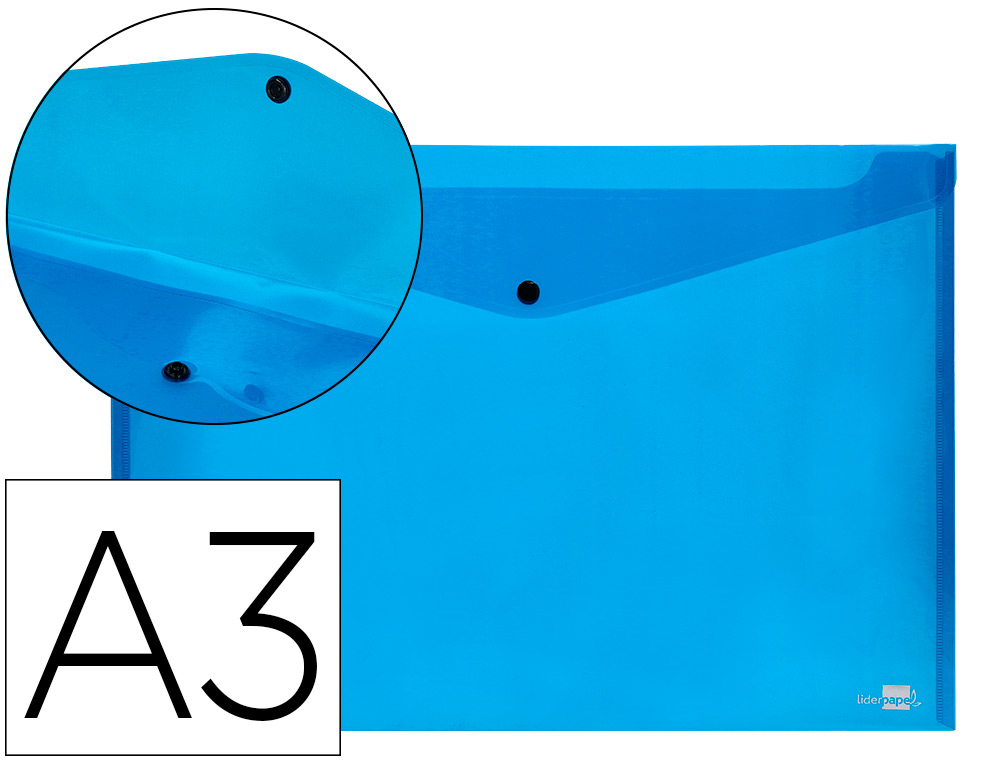 BOLSA PORTA DOCUMENTOS LIDERPAPEL COM MOLA DIN A3 AZUL
