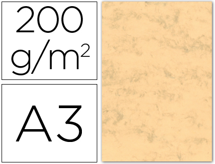 CARTOLINA MARMOREADA 200 GR PACK 100 FOLHAS DIN A3 OCRE