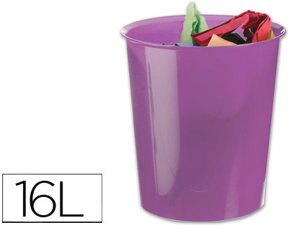 CESTO Q-CONNECT DE PAPEIS EM PLASTICO VIOLETA TRANSLUCIDO 16 LITROS - 31 X 29 CM