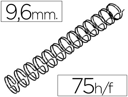 ESPIRAL GBC PRETA MODELO WIRE 3:1 9,6 MM N.6 COM CAPACIDADE PARA 75 FOLHAS