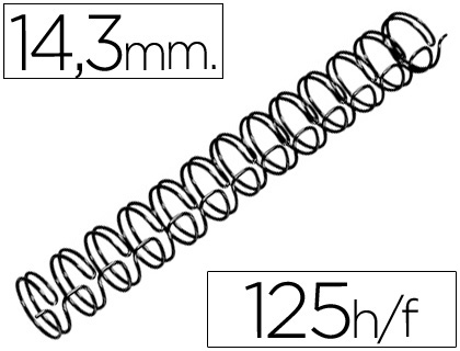 ESPIRAL GBC PRETA MODELO WIRE 3:1 14,3 MM N.9 COM CAPACIDADE PARA 125 FOLHAS