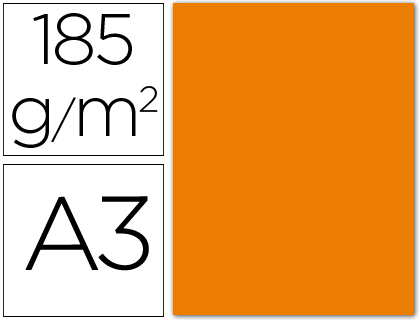 CARTOLINA GUARRO DIN A3 LARANJA 185 GR PACK DE 50 FOLHAS