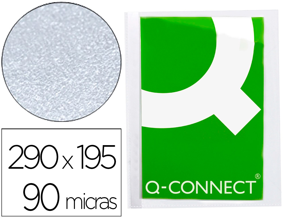 BOLSA PROTETORA Q-CONNECT CORTE OBLIQUO 290X195 CRISTAL SEM FUROS PVC 90 MICRONS CAIXA DE 100 UNIDADES