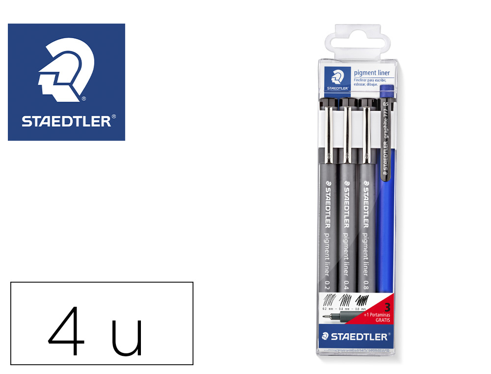 MARCADOR STAEDTLER CALIBRADO MICROMETRICO 308 PRETO BOLSA DE 3 UNIDADES 0,2 -0,4- 0,8 MM + LAPISEIRA 777 OFERTA