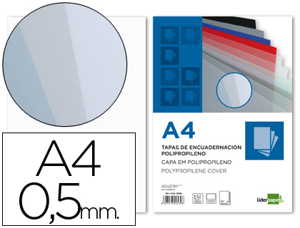 CAPA DE ENCADERNACAO LIDERPAPEL POLIPROPILENO DIN A4 0.5 MM TRANSPARENTE PACK DE 100 UNIDADES