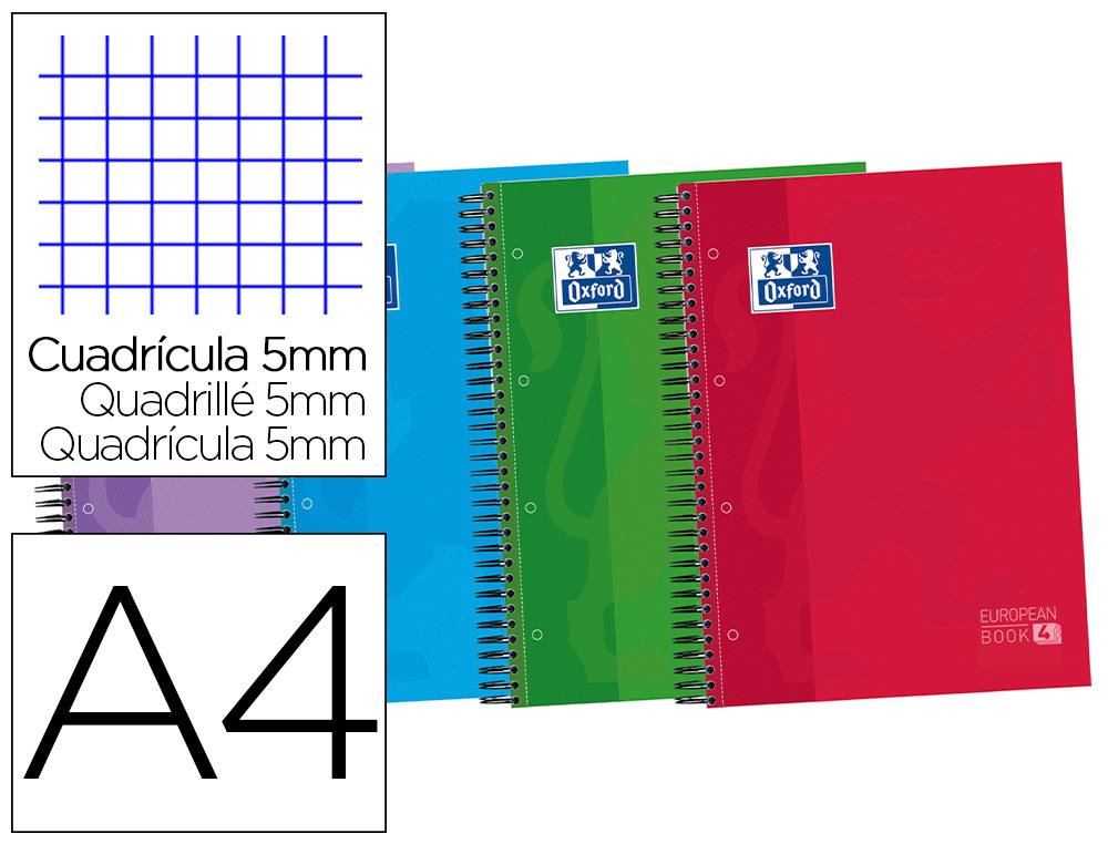 CADERNO ESPIRAL OXFORD CAPA EXTRADURA OPTIK PAPER MICROPERFURADO DIN A4 120 FOLHAS + 50% COM 3 SEPARADORES QUADRICULA 5