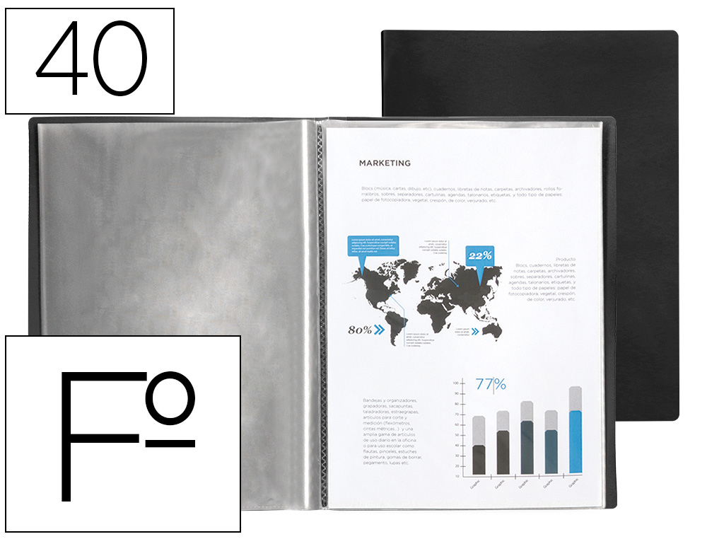 CAPA CATALOGO LIDERPAPEL 40 BOLSAS POLIPROPILENO FOLIO PRETO