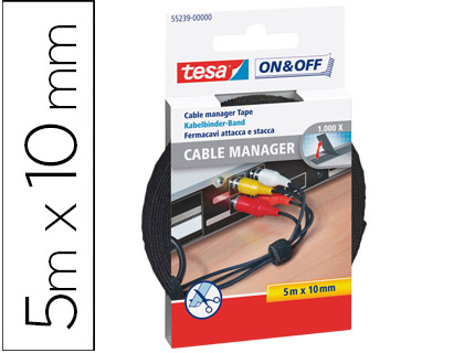 VELCRO AUTOADESIVO TESA PRETO 5 M X 10 MM PARA AGRUPAR CABOS