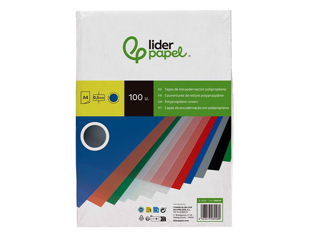 CAPA ENCADERNACAO LIDERPAPEL POLIPROPILENO A4 0.5MM AZUL OPACO EMBALAGEM DE 100 UNIDADES