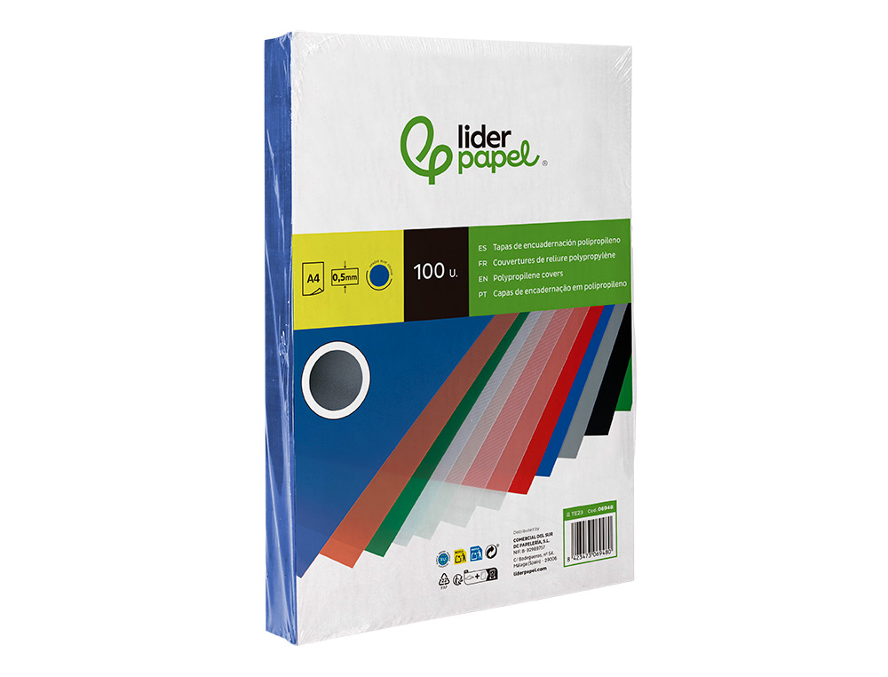 CAPA ENCADERNACAO LIDERPAPEL POLIPROPILENO A4 0.5MM AZUL OPACO EMBALAGEM DE 100 UNIDADES