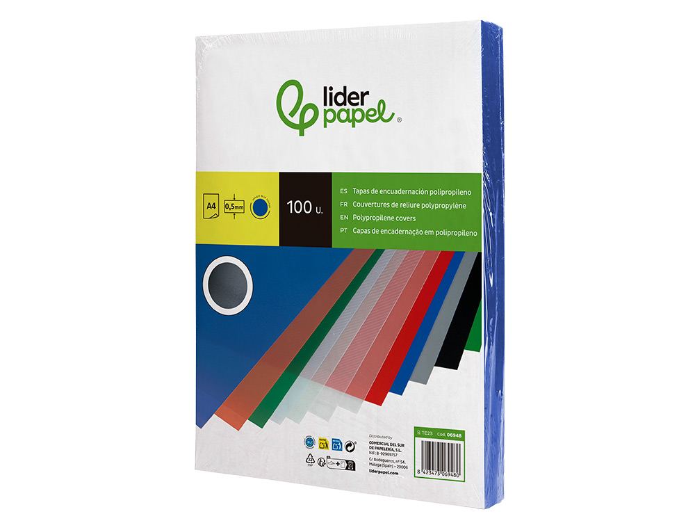 CAPA ENCADERNACAO LIDERPAPEL POLIPROPILENO A4 0.5MM AZUL OPACO EMBALAGEM DE 100 UNIDADES