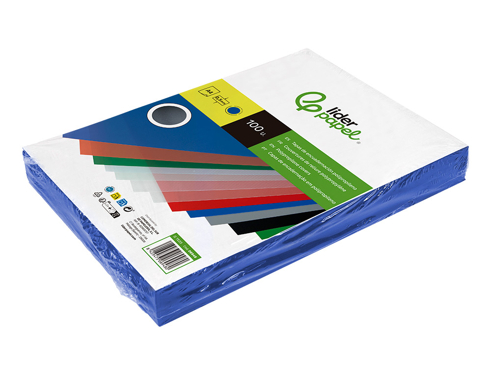 CAPA ENCADERNACAO LIDERPAPEL POLIPROPILENO A4 0.5MM AZUL OPACO EMBALAGEM DE 100 UNIDADES