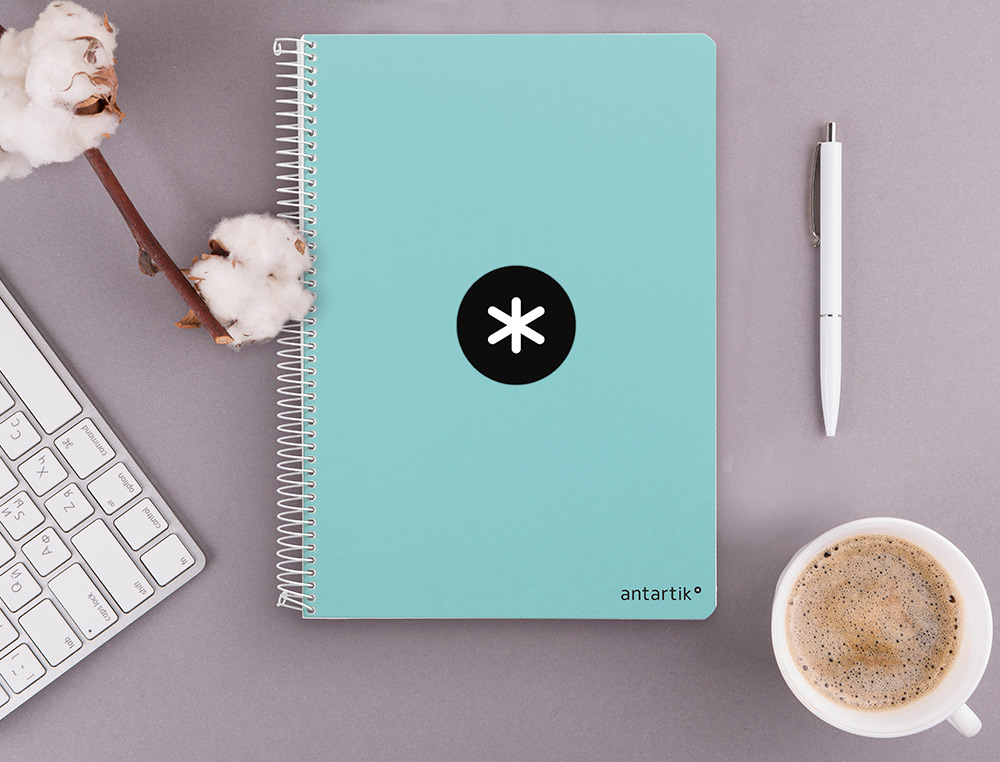 CADERNO ESPIRAL LIDERPAPEL DIN A4 ANTARTIK CAPA DURA 80 F 100 GR QUADRICULA 5 MM COM MARGEM COR MENTA