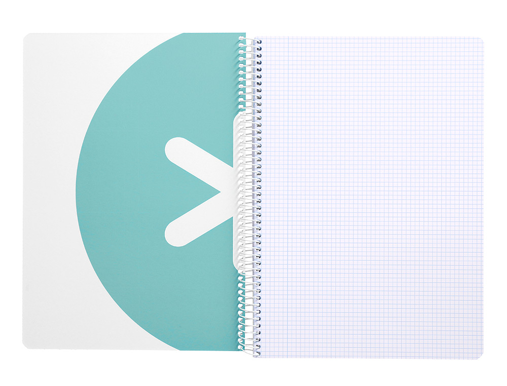 CADERNO ESPIRAL LIDERPAPEL DIN A4 ANTARTIK CAPA DURA 80 F 100 GR QUADRICULA 5 MM COM MARGEM COR MENTA