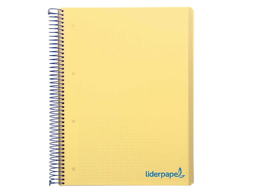 CADERNO ESPIRAL LIDERPAPEL WONDER MICRO DIN A4 CAPA PLASTICO 120 F 90 GR QUADRICULA 5 MM 5 BANDAS DE CORES 4 FUROS AMARE