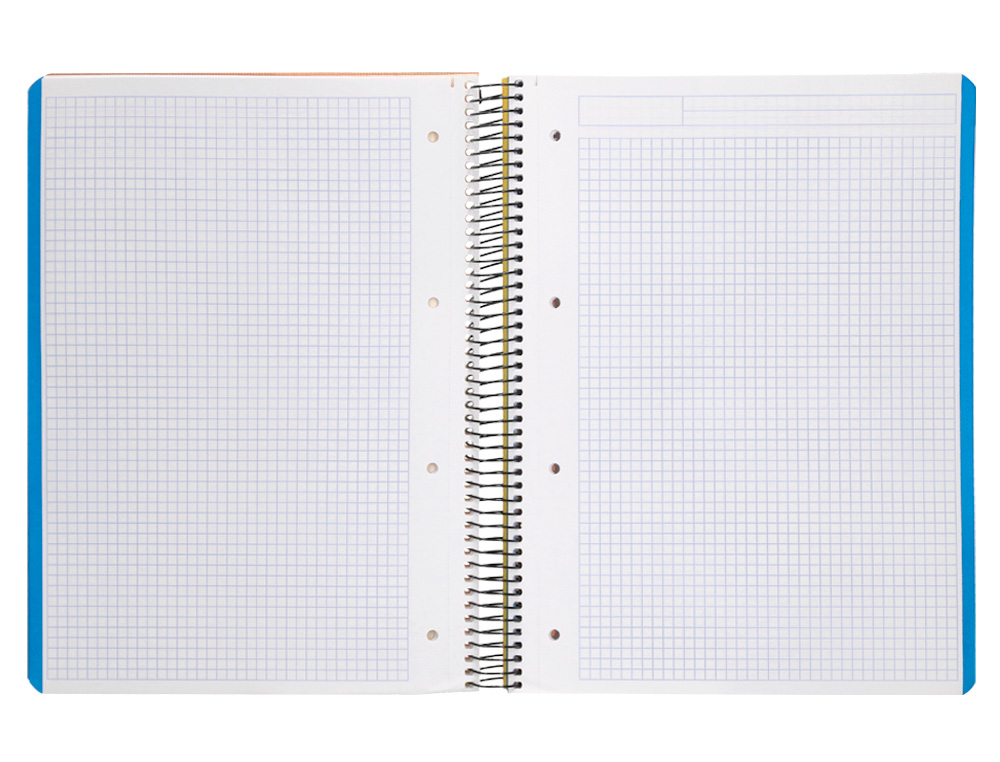 CADERNO ESPIRAL LIDERPAPEL WONDER MICRO DIN A4 CAPA PLASTICO 120 F 90 GR QUADRICULA 5 MM 5 BANDAS DE CORES 4 FUROS AMARE