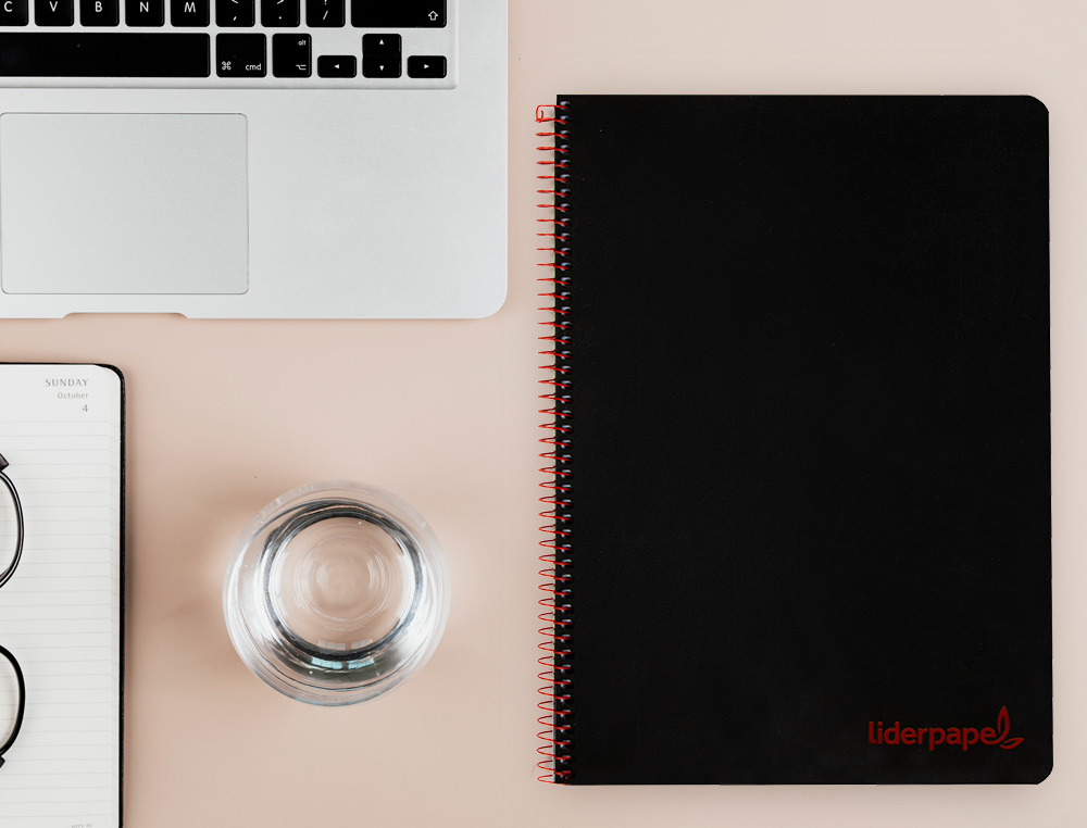 CADERNO ESPIRAL LIDERPAPEL A4 WONDER CAPA PLASTICO 80F 90GR QUADRICULA 4MM COM MARGEM PRETO