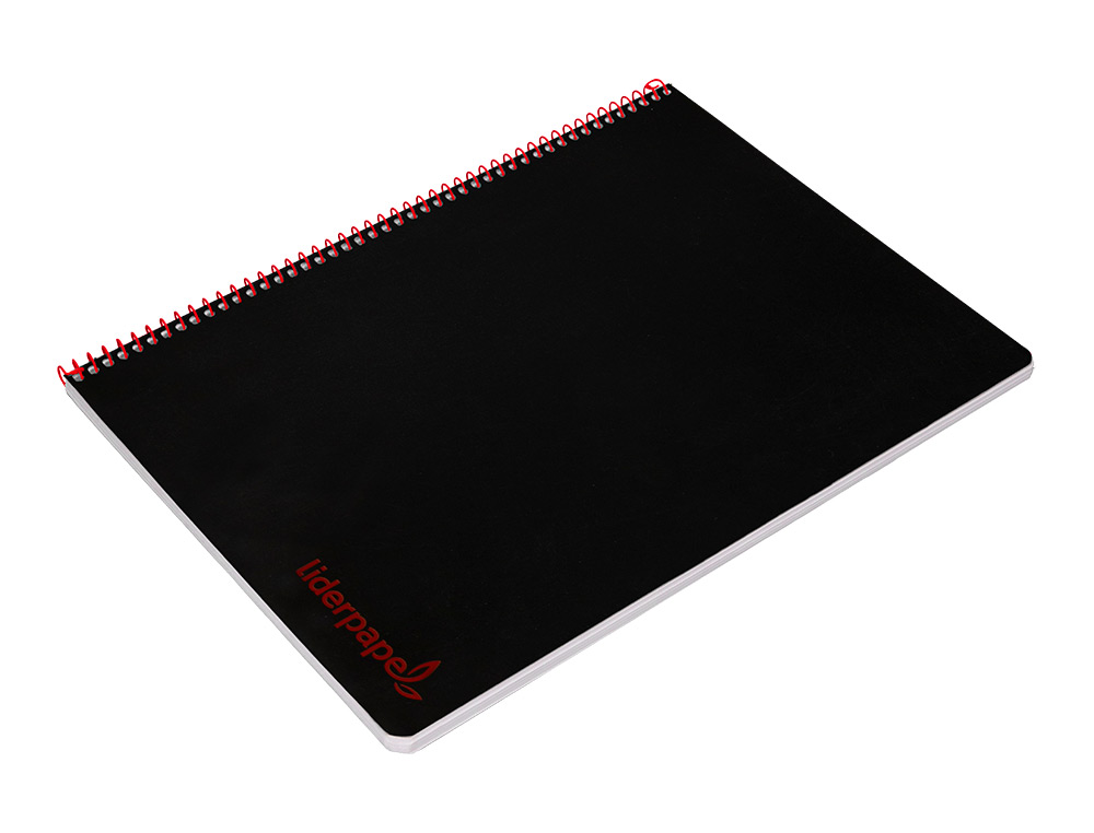 CADERNO ESPIRAL LIDERPAPEL A4 WONDER CAPA PLASTICO 80F 90GR QUADRICULA 4MM COM MARGEM PRETO