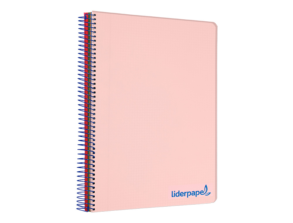 CADERNO ESPIRAL LIDERPAPEL WONDER MICRO DIN A5 CAPA PLASTICO 120 F 90 GR QUADRICULA 5MM 5 BANDAS DE CORES 6 FUROS ROSA