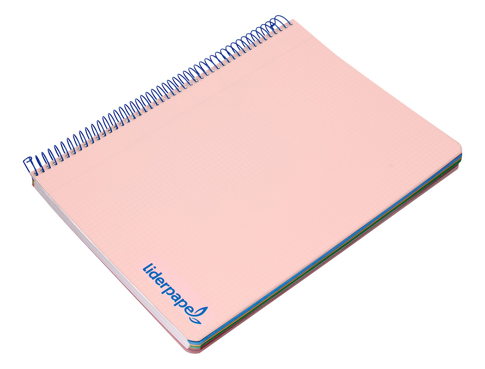 CADERNO ESPIRAL LIDERPAPEL WONDER MICRO DIN A5 CAPA PLASTICO 120 F 90 GR QUADRICULA 5MM 5 BANDAS DE CORES 6 FUROS ROSA