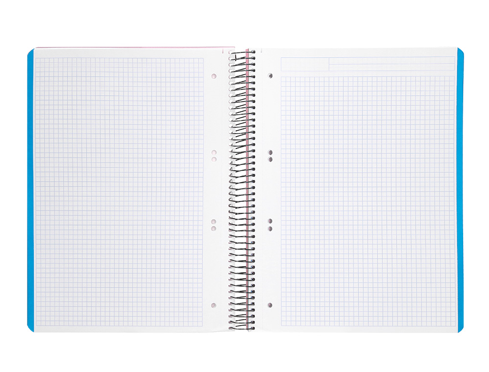 CADERNO ESPIRAL LIDERPAPEL WONDER MICRO DIN A5 CAPA PLASTICO 120 F 90 GR QUADRICULA 5MM 5 BANDAS DE CORES 6 FUROS ROSA