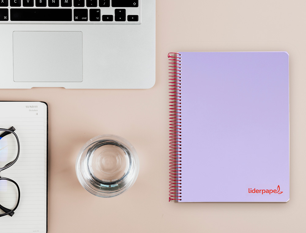 CADERNO ESPIRAL LIDERPAPEL WONDER MICRO DIN A5 CAPA PLASTICO 120 F 90 GR QUADRICULA 5MM 5 BANDAS DE CORES 6 FUROS VIOLET