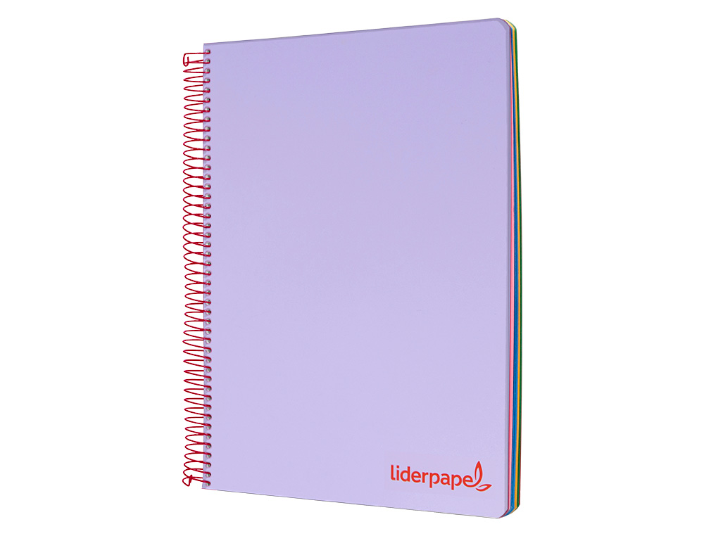 CADERNO ESPIRAL LIDERPAPEL WONDER MICRO DIN A5 CAPA PLASTICO 120 F 90 GR QUADRICULA 5MM 5 BANDAS DE CORES 6 FUROS VIOLET
